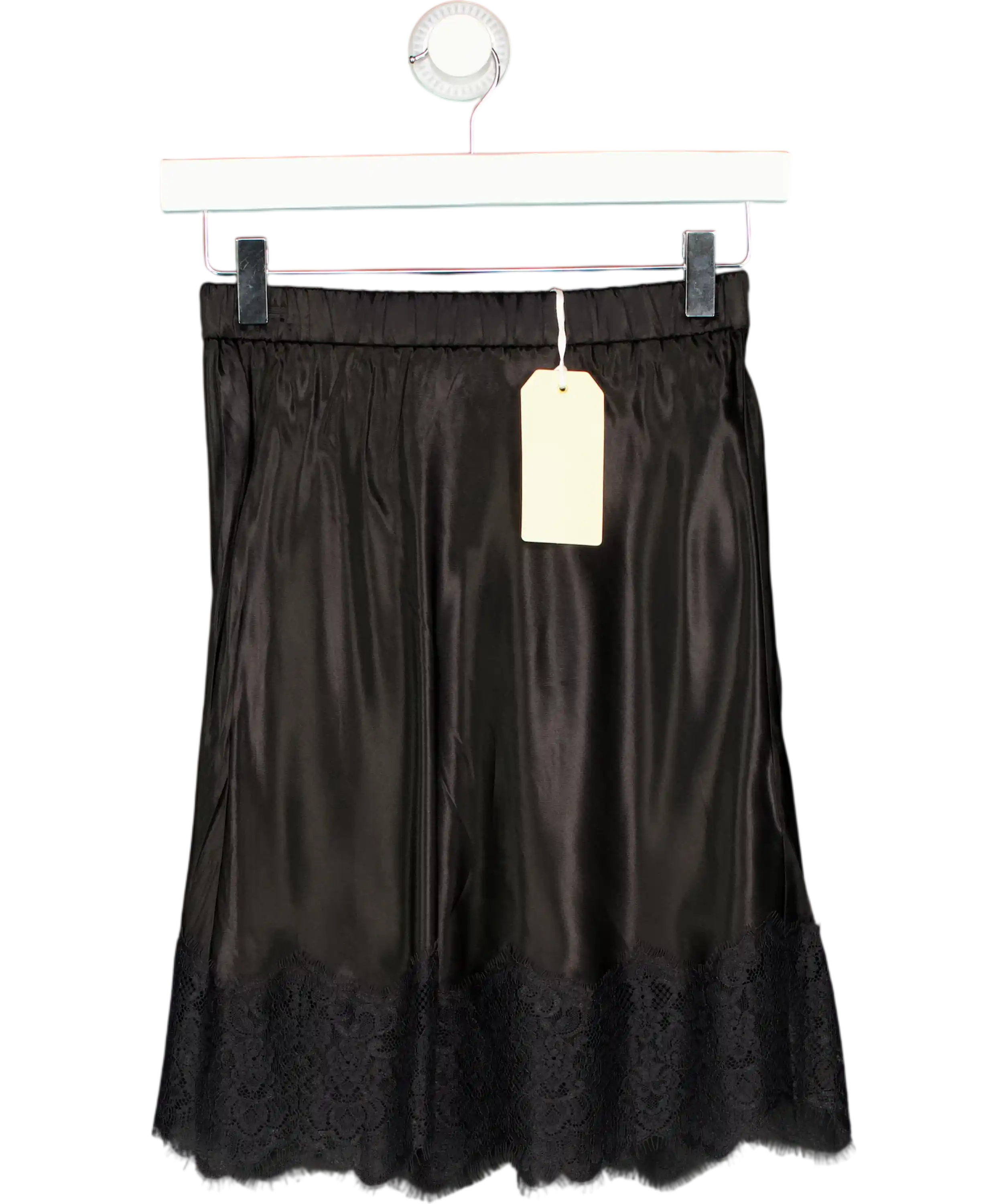SINEAD KEARY Black Satin Lace Mini Skirt UK XS