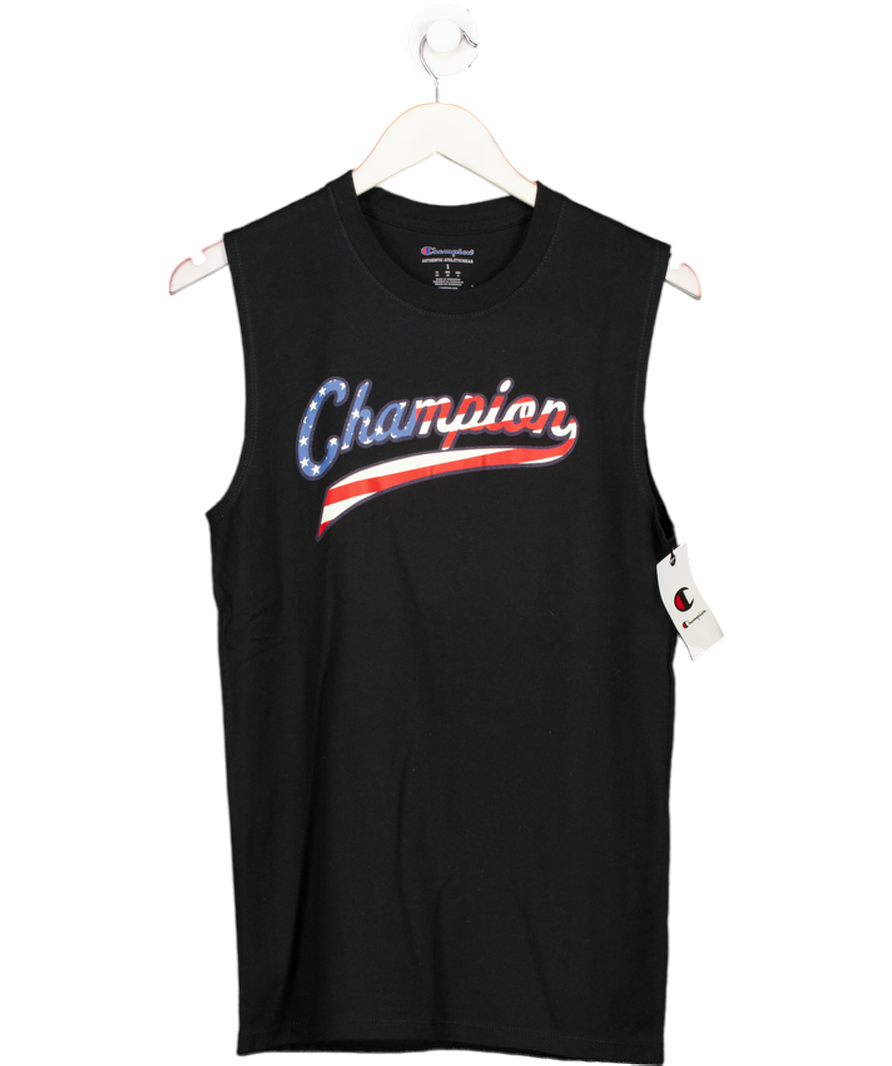 Champion Black Stars & Stripes Muscle Fit Tank Top UK S