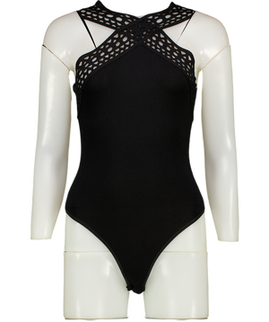 ALAIA Black Vienne stretch-knit bodysuit UK 8
