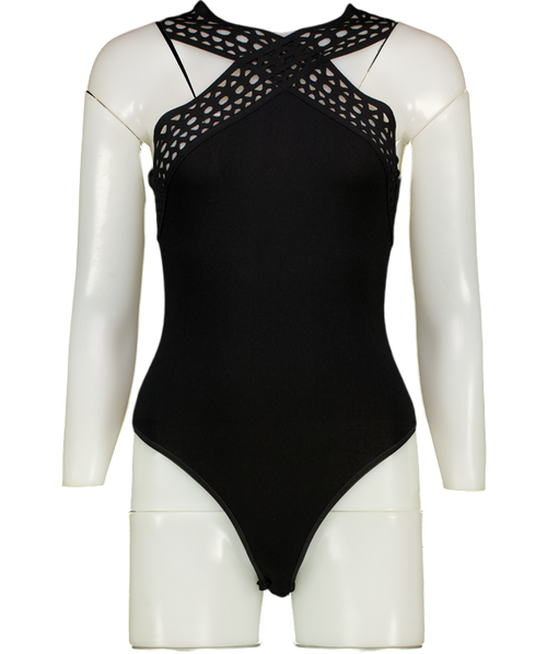 ALAIA Black Geometric Cut Swimsuit UK 8