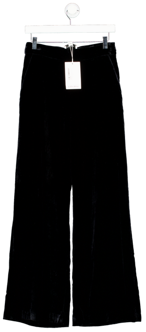 & Other Stories Black Wide-leg Velvet Trousers UK 8