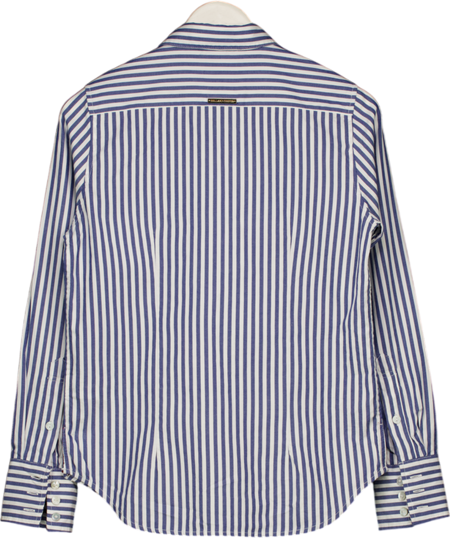 HOLLAND COOPER Blue Striped Crested Button Down Shirt UK 8