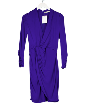 Karen Millen Cobalt Blue Long Sleeve Knot Front Slinky Jersey Dress UK 10