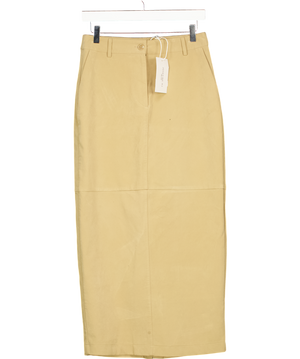 NA-KD Beige Style Faux Suede Midi Skirt UK 6