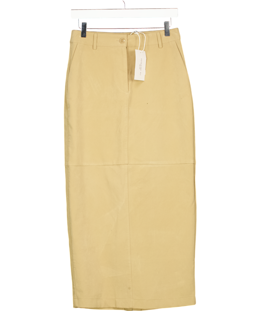 NA-KD Beige Style Faux Suede Midi Skirt UK 6