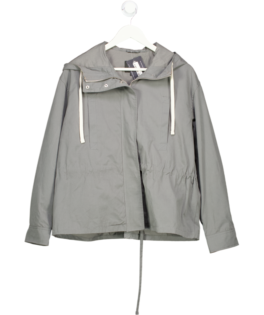 ZARA Grey Drawstring Waist Hooded Jacket UK XS