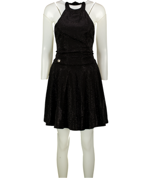 PHILIPP PLEIN Black High Neck Open Back Crystal Embellished Dress UK S