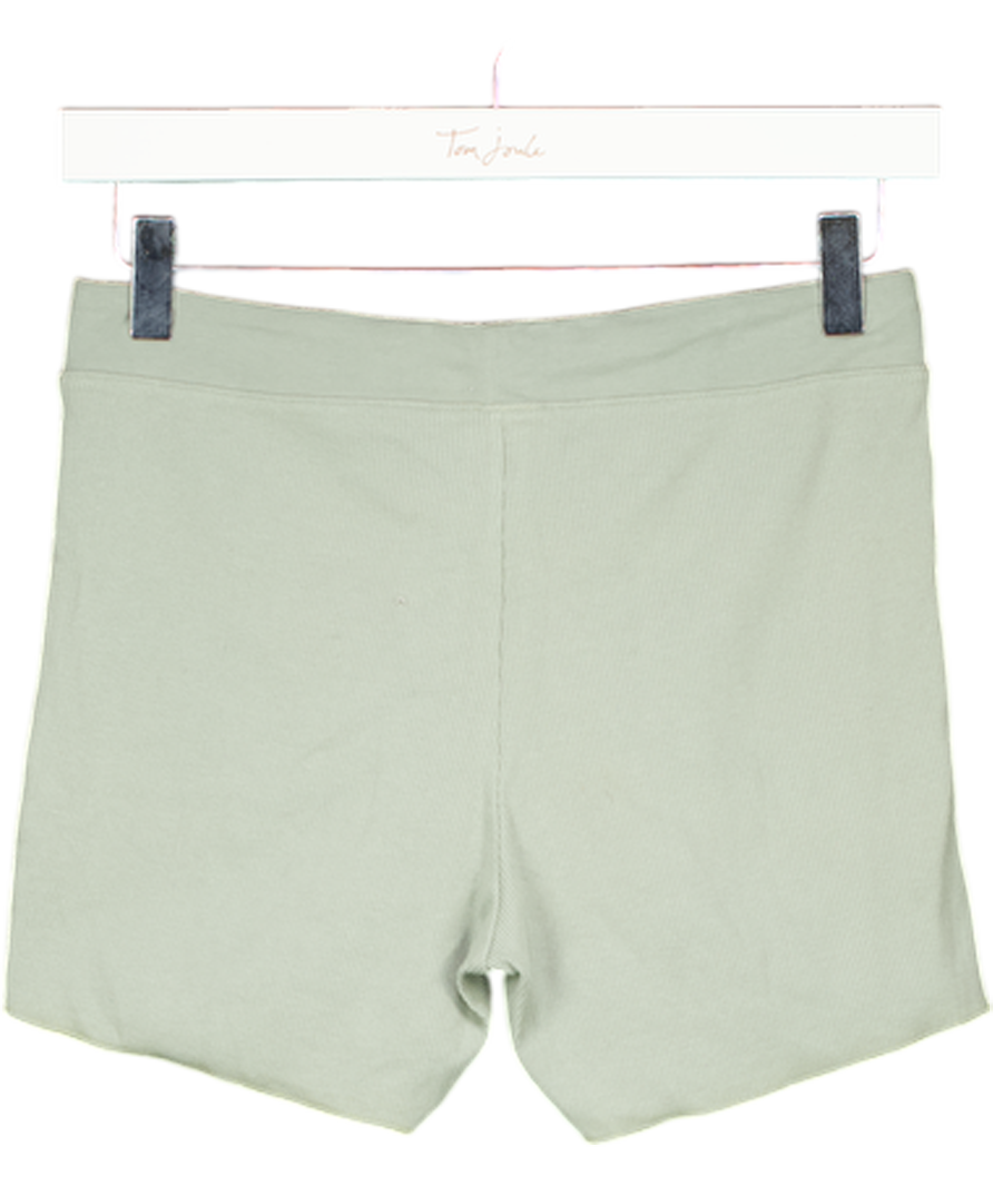 GREEN Mineral Green Cotton Rib Drawstring Shorts UK S