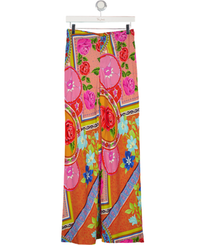 SPELL Multicoloured Floral Print Flare Trousers UK S