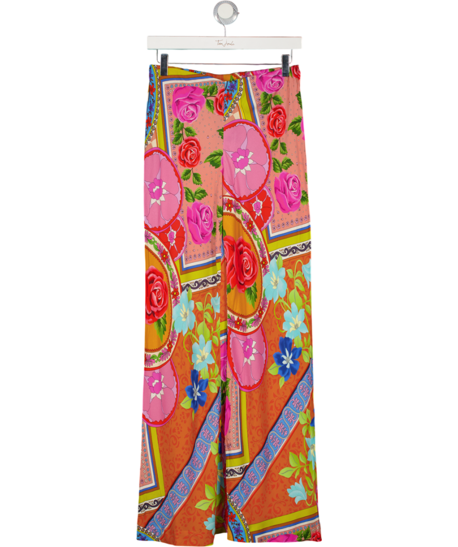 SPELL Multicoloured Floral Print Flare Trousers UK S