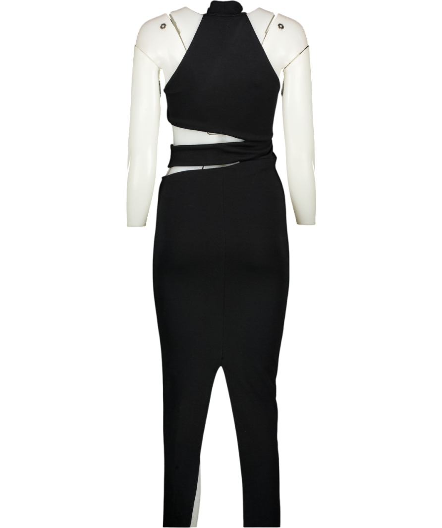 ZARA Black High Neck Jersey Cut Out Maxi Dress UK S
