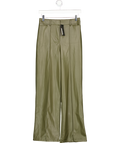 New Look Green Khaki Faux Leather Wide Leg Trousers UK 8