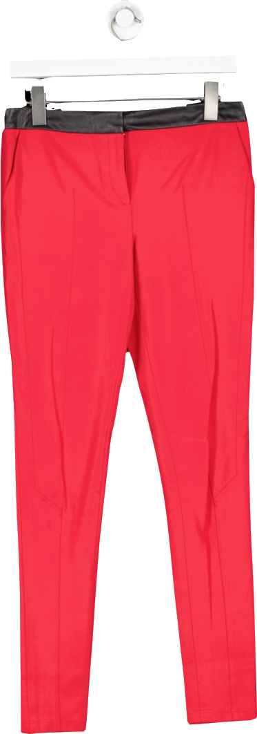 Ted Baker Red Slim Fit Trousers With Faux Leather Waist Band UK S