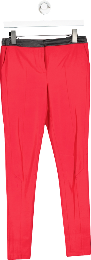 Ted Baker Red Slim Fit Trousers With Faux Leather Waist Band UK S