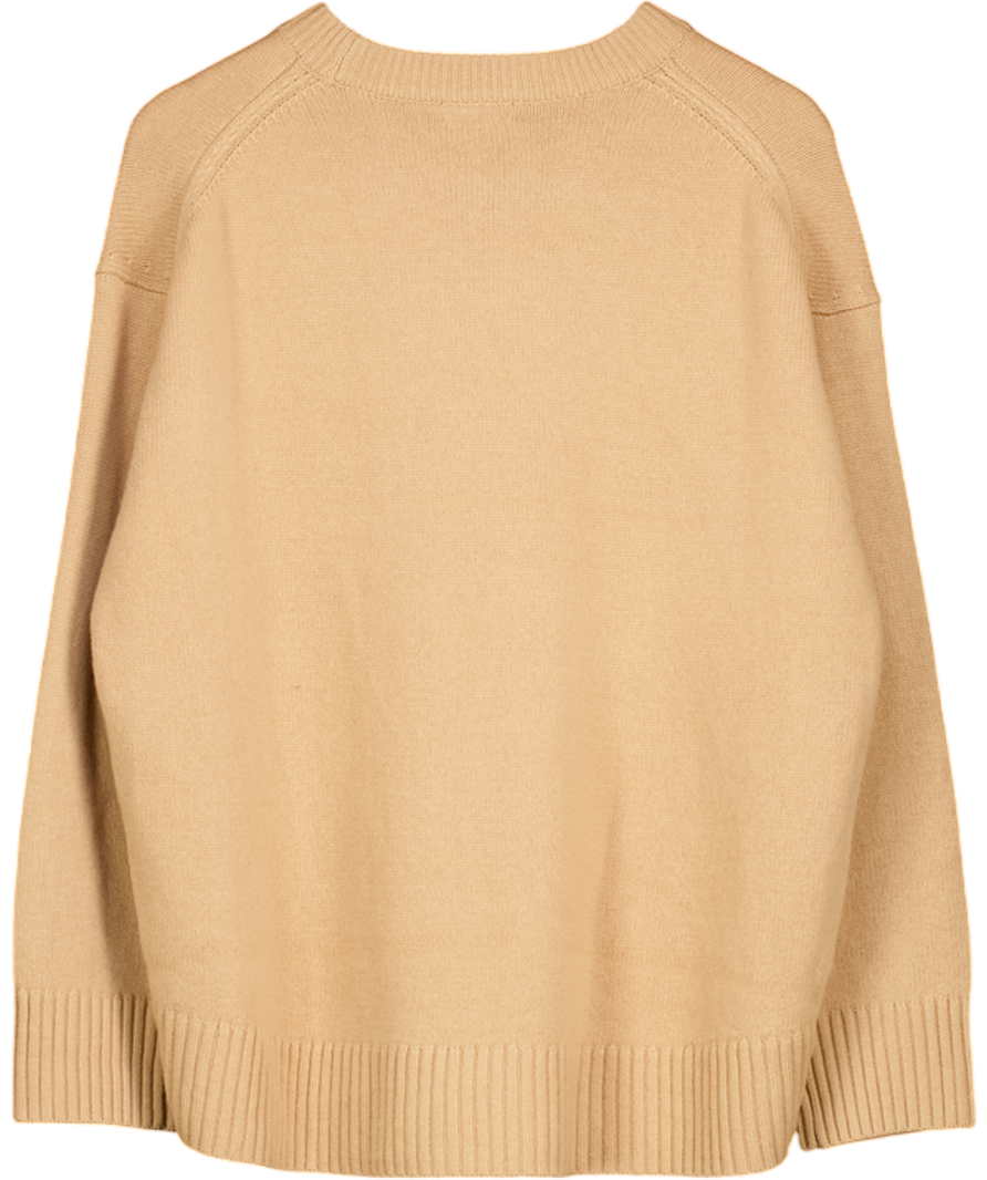 REISS Wool-cashmere Crew-neck Jumper In Camel Beige UK M