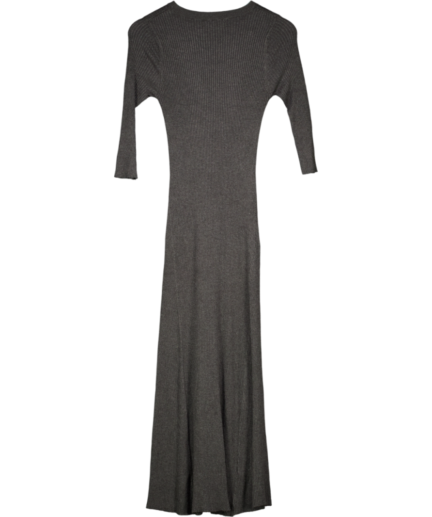 MANGO Grey Ribbed Long Knit Dress UK S