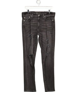 Abercrombie & Fitch Black Athletic Skinny Stretch Distressed Washed Look Jeans W33