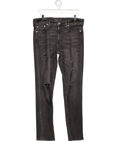 Abercrombie & Fitch Black Athletic Skinny Stretch Distressed Washed Look Jeans W33