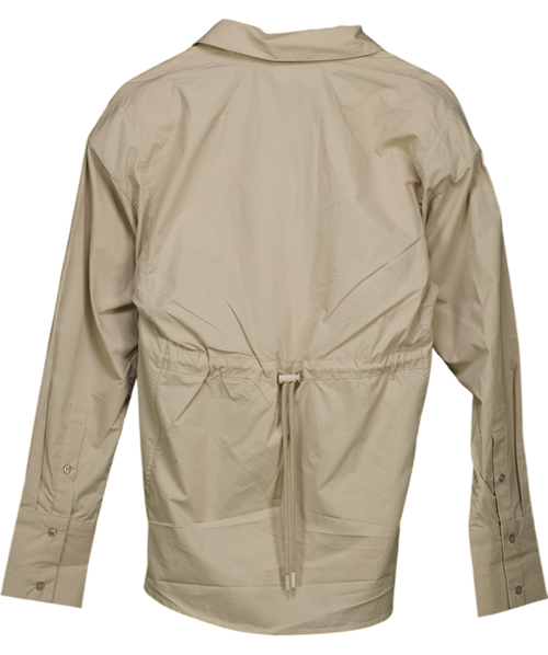 adidas Beige Cinched Shirt With Shoulder Pads UK S