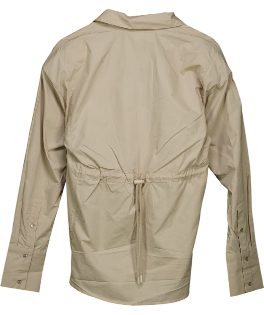 adidas Beige Cinched Shirt With Shoulder Pads UK S