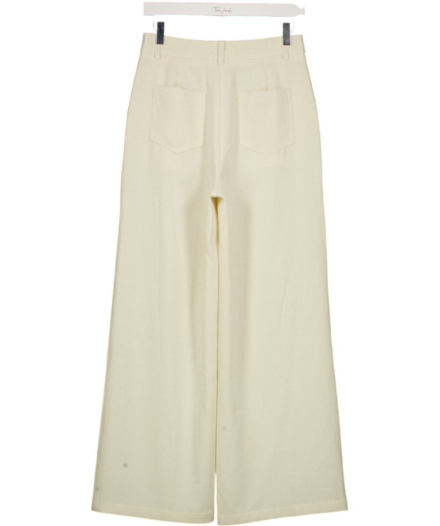 COMMENSE Beige Linen Blend Wide Leg Trousers UK S