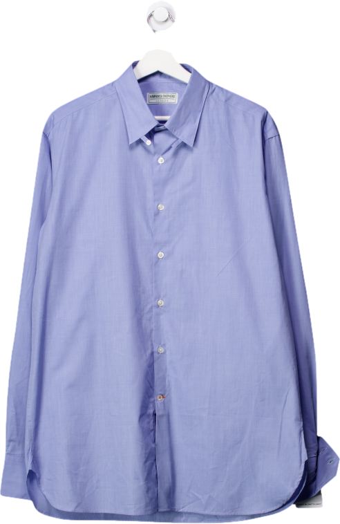 Hawkins & Shepherd Blue Button Up Tab Collared Shirt UK L/XL