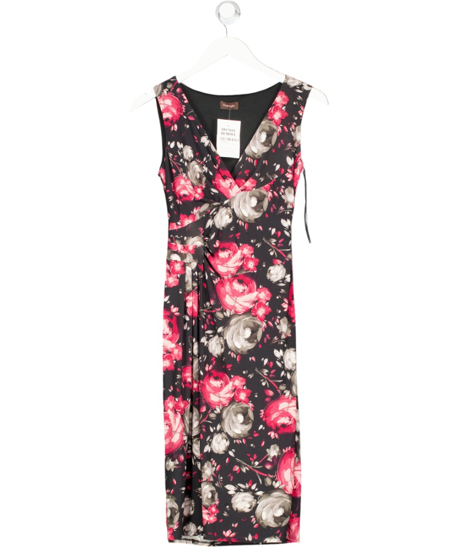 Phase Eight Black Floral V-neck Midi Dress UK 8