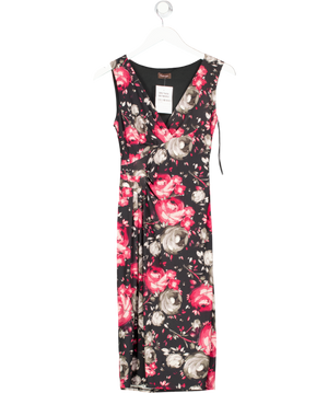 Phase Eight Black Floral V-neck Midi Dress UK 8