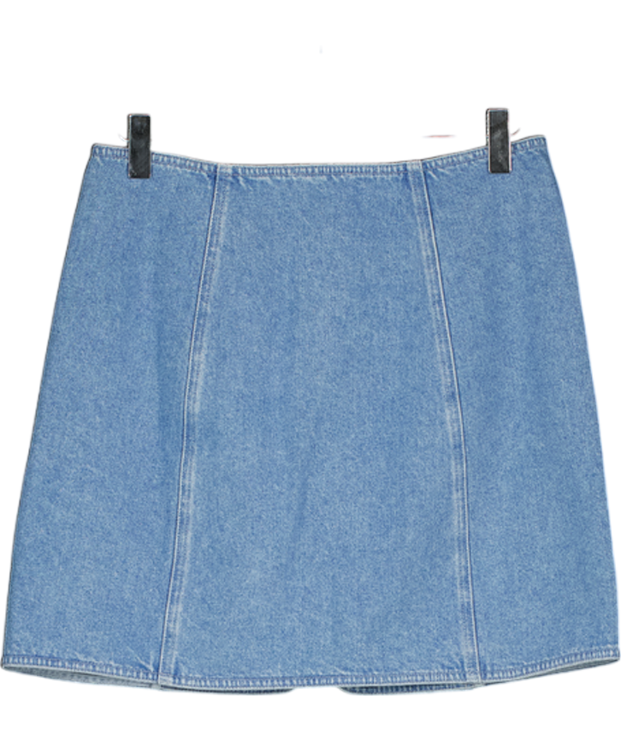 SEZANE Blue Fox Denim Zip Front Mini Skirt UK 8