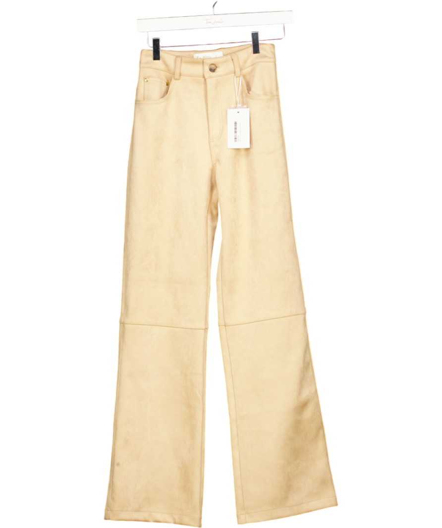 Soho wardrobe Beige High Waisted Faux Suede Trousers UK 8