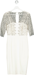 LK Bennett White Lace Trimmed Midi Dress UK 8
