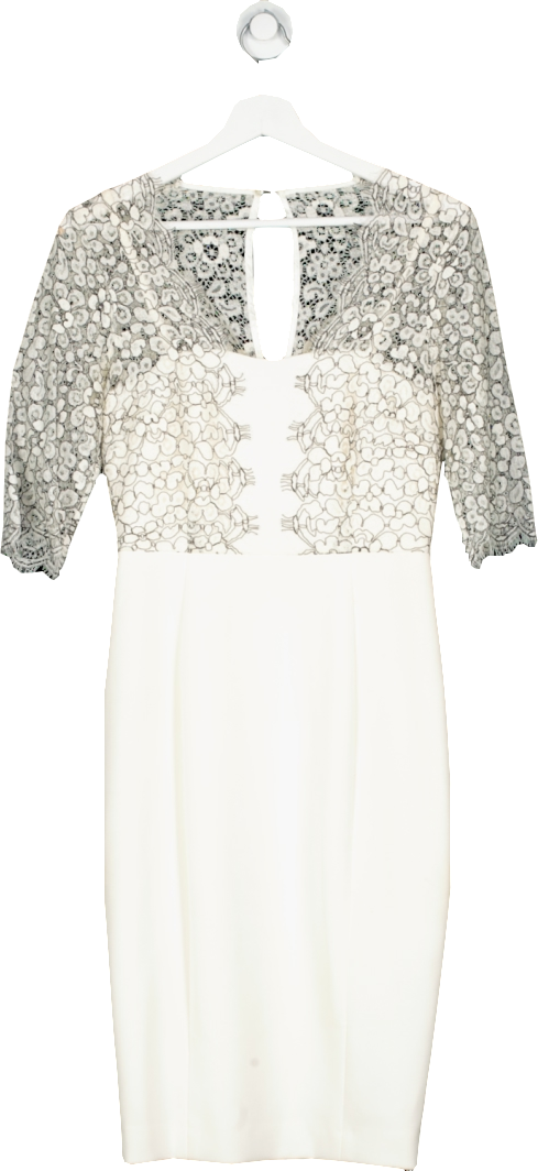 LK Bennett White Lace Trimmed Midi Dress UK 8 - LK Bennett / White / UK 8 LK Bennett White Lace Trimmed Midi Dress UK 8 - LK Bennett / White / UK 8