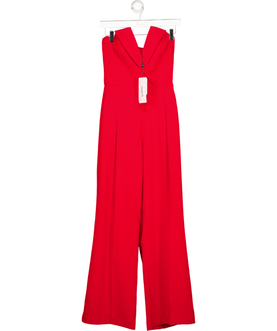 NADINE MERABI Red Strapless Structured Bodice Jumpsuit UK 6