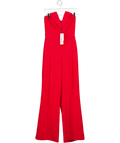 NADINE MERABI Red Strapless Structured Bodice Jumpsuit UK 6