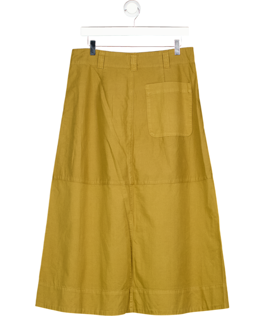 TOAST Olive Green Cotton / Linen Blend Midi Skirt UK 12