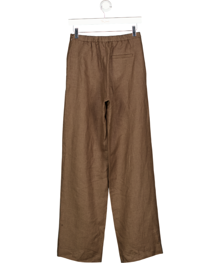 JIGSAW Brown Irish Linen Palazzo Trouser UK 6
