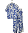 SEA LEVEL AUSTRALIA 2-piece White / Blue Flroal 100% Cotton Shirt And Trouser Set UK S
