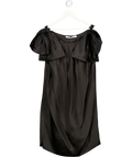 & Other Stories Black 100% Silk Bow Shoulder Midi Dress Eu36 UK 8
