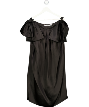 & Other Stories Black 100% Silk Bow Shoulder Midi Dress Eu36 UK 8