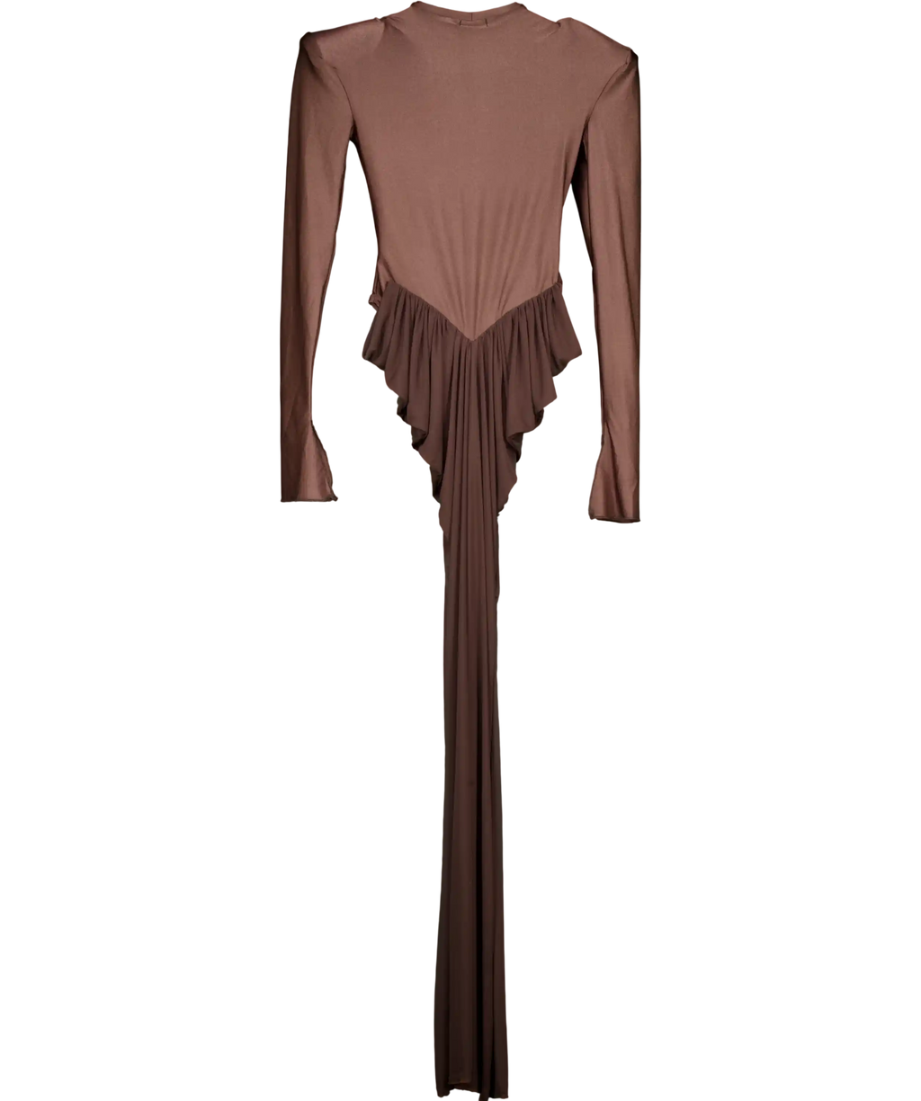 Zoreya Brown Long Sleeve Maxi Dress UK S
