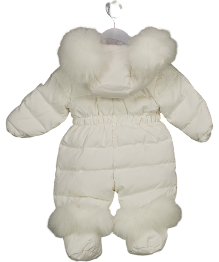MI LOVES White Faux Fur Trim Snowsuit 0-3 Months