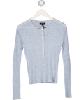 ME + EM Blue Ribbed Long Sleeve Henley T-shirt UK 8