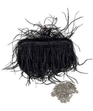 Boohoo Black And Metallic Feather Clutch Bag
