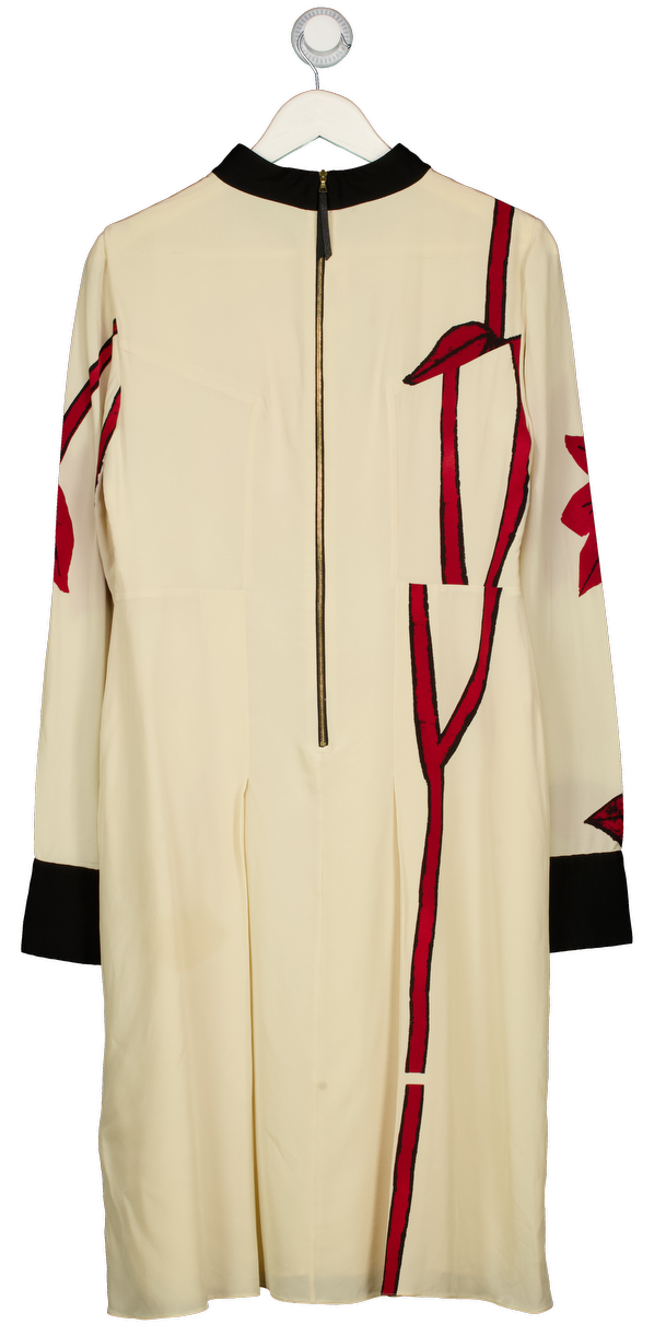 MARNI Cream Silk Tulip Printed Commessa Midi Dress It44 UK 12