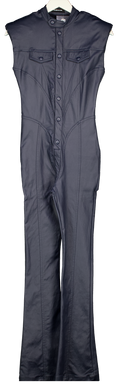 maniere de voir Blue Annette Indigo Wax Coated Denim Jumpsuit UK 8