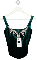 Nadine Merabi Bree Green  Velvet Embellished Top UK 8