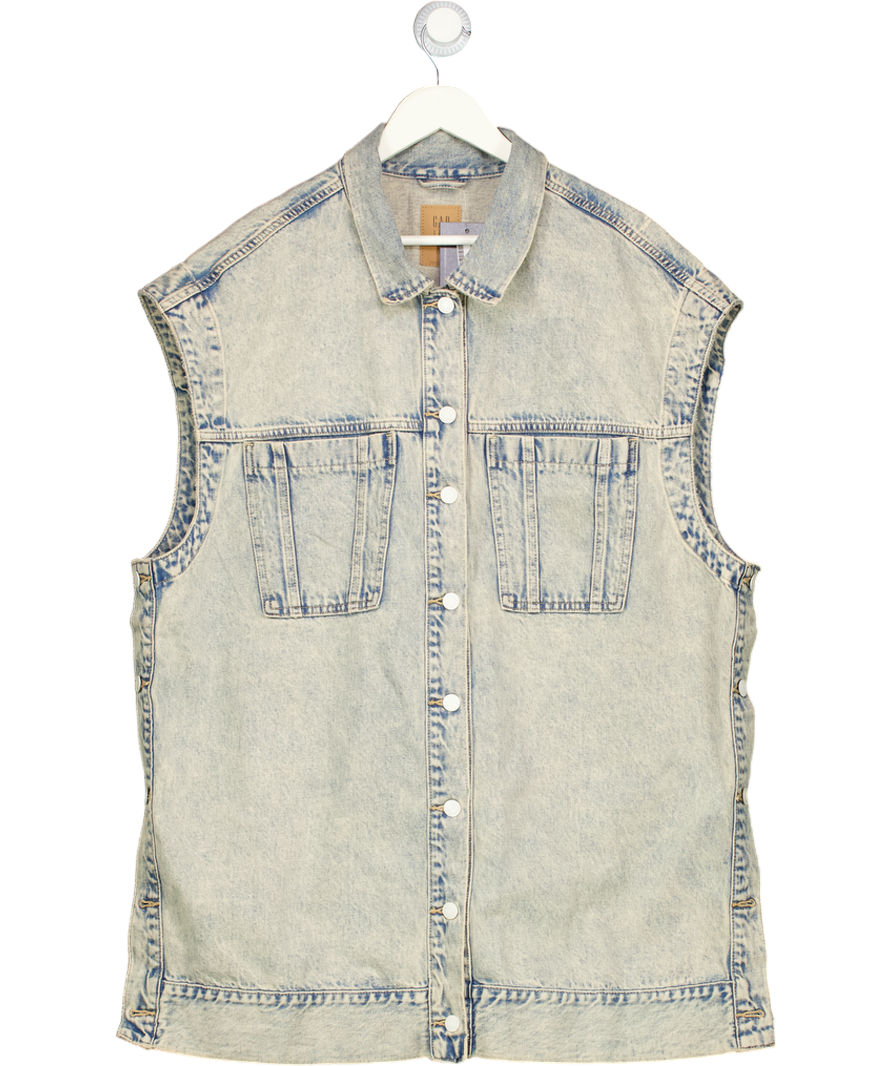 GAP X Harlem's Fashion Row Washed Blue Denim Wide Shoulder Shirt UK L/XL