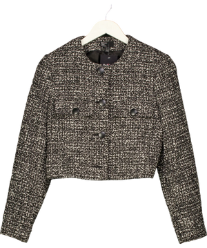 Friends like these These Black White Cropped Boucle Summer Jacket UK 10