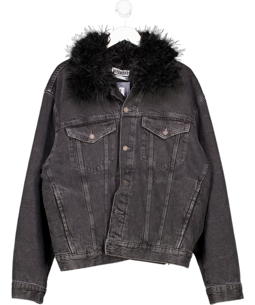 Weekday Black Padded Denim Jacket UK XL