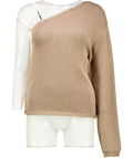 M&S Beige One Shoulder Slim Fit Textured Knitted Top UK S
